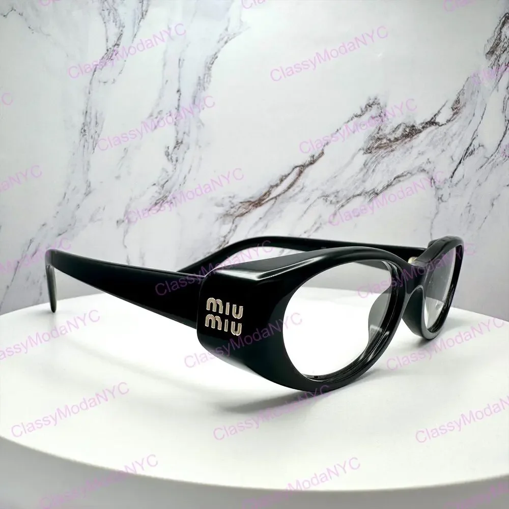 New MIU MIU Eyeglasses Black Oval Glasses 55-18mm Full Rim Rx-able
